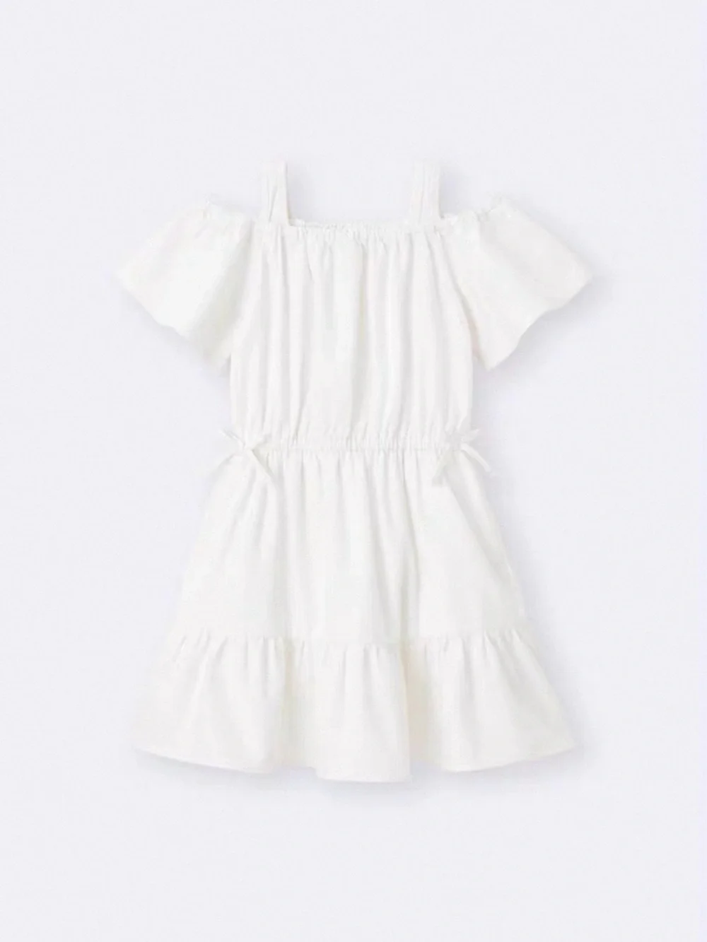 Brand New w/ tag GU girl off white dress size 4-5T full cotton Cold Shoulder Tie